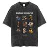 Italian Brainrot TShirt Washed Cotton Funny Meme Graphic Tee Surreal Weird Art Retro Acid Wash Short Sleeve Harajuku Streetwear