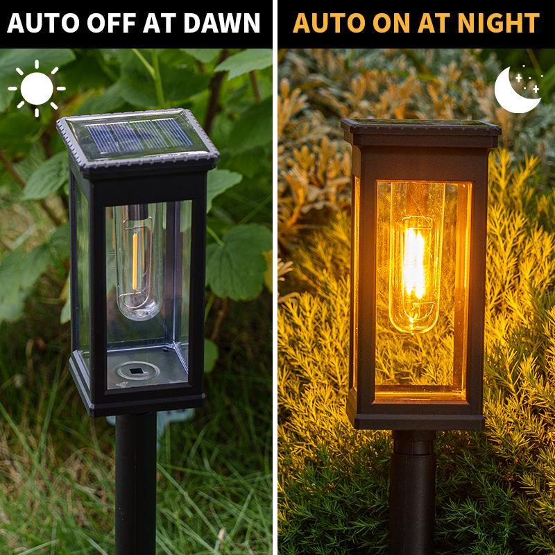 Automatic Solar Garden Lights: Cross-border Outdoor Landscape Lighting with Tungsten Filament for Lawn and Ground Insertion.