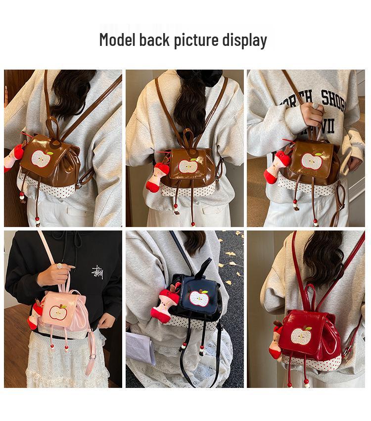 2025 Autumn Cute Apple Pendant Women's Lightweight Travel Backpack - Large Capacity, Casual Commuting Bag