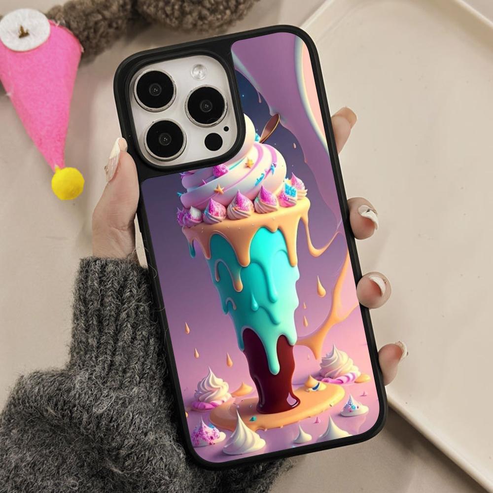 Milkshake Icecream Mobile Phone Case for iPhone 17 16 15 14 13 12 11 Air Pro Max Plus Matte Surface Colorful Cover Luxury Pretty