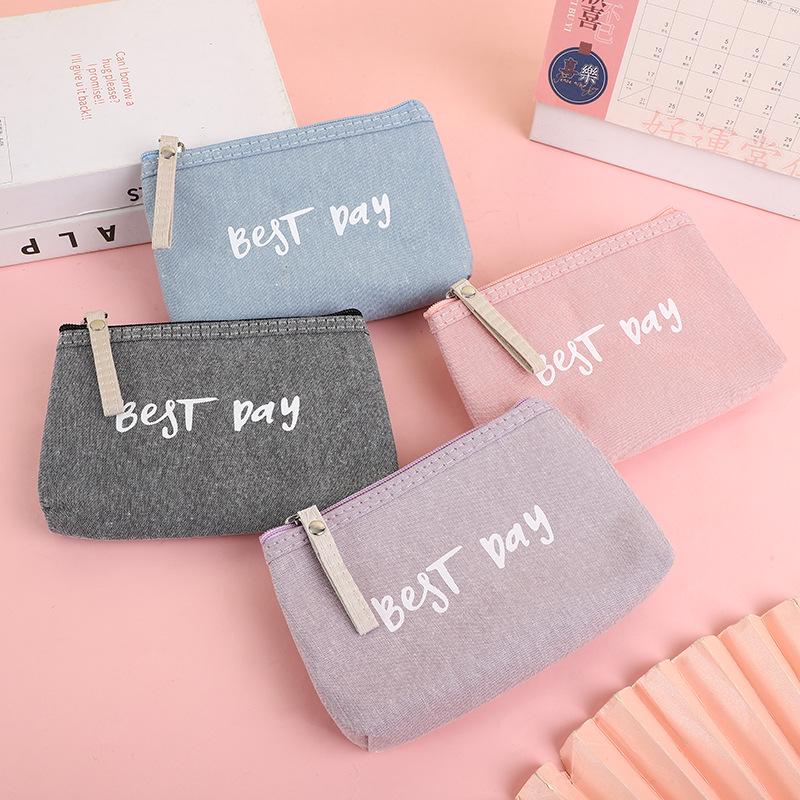 Korean Style Girly Coin Purse & Makeup Bag with Zipper