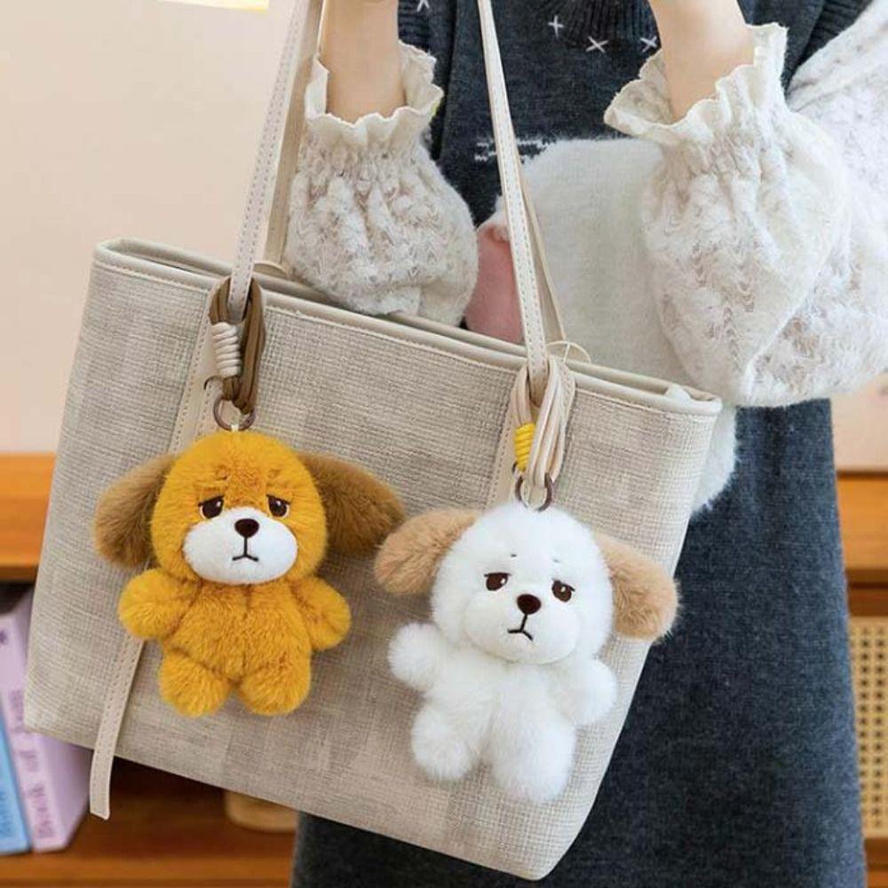 Animal Puppy Plush Keychain PP Cotton Puppy Doll Key Ring Sweet Plush Puppy Pendant Birthday Gift
