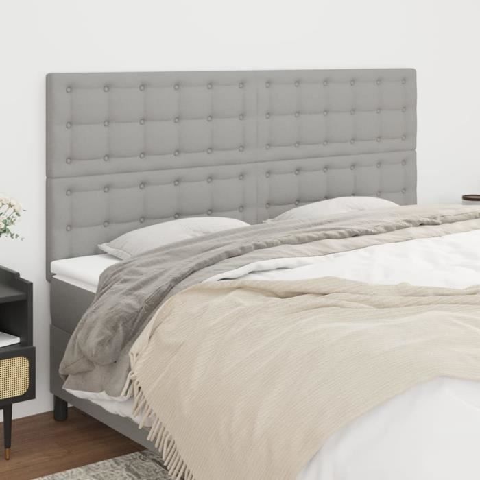 VidaXL Têtes de lit 4 pcs Gris clair 80x5x78-88 cm Tissu3116772