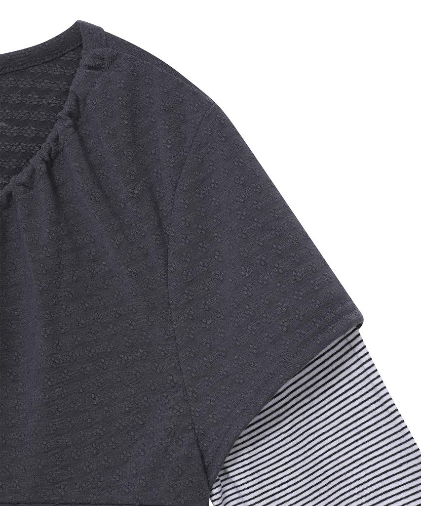 BAUF Shirred Layered Long Sleeve [Charcoal]