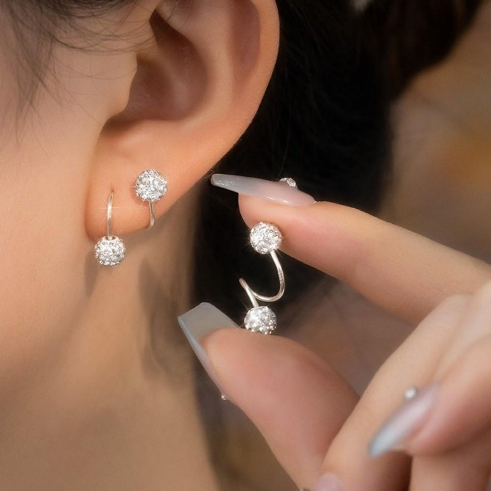 1 Pair Double-ended Stud Earrings Spiral Piercings Luxury Earrings Rhinestone Earrings  Women