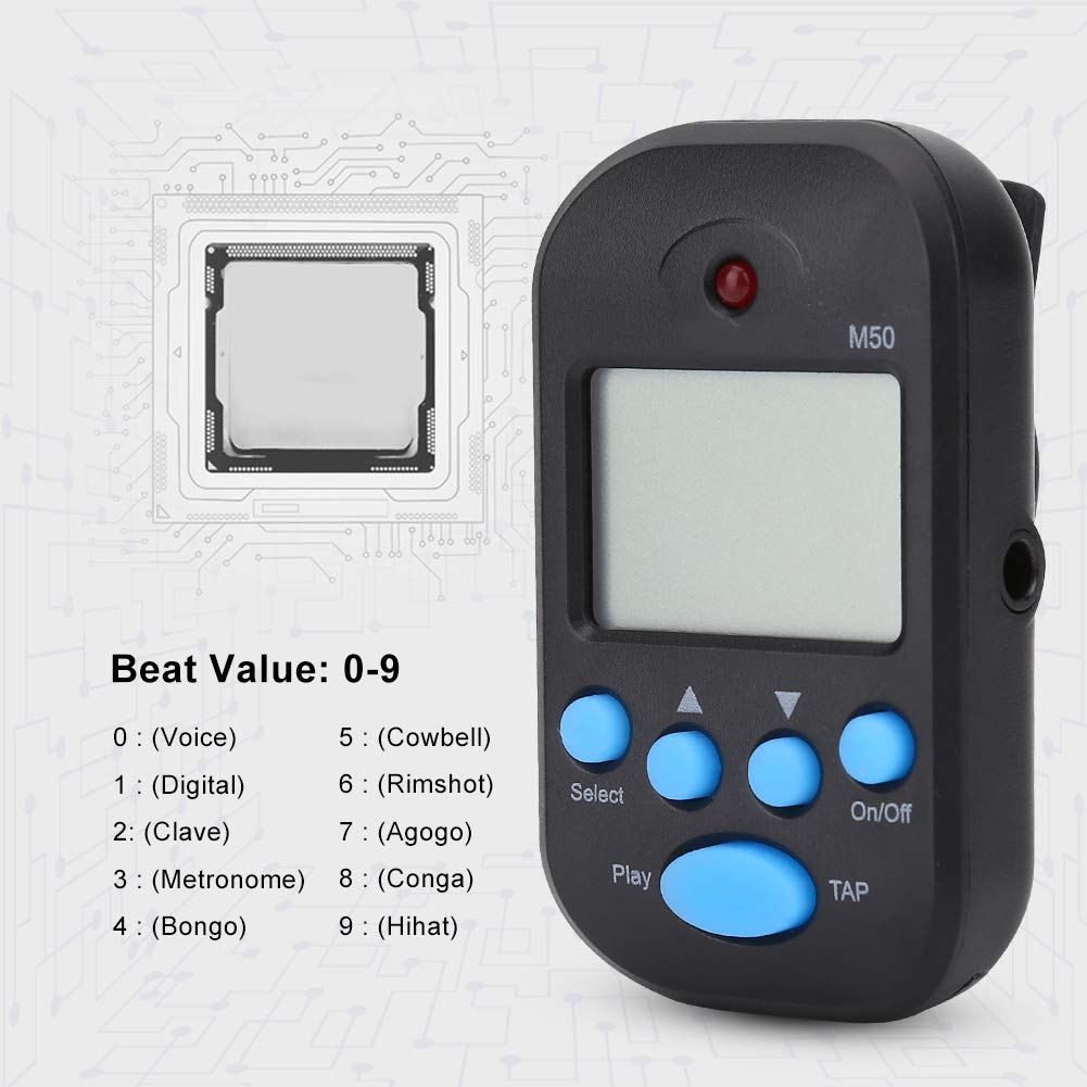 DOACT Mini Digital Beat Tap Function M50 Tempo Metronome, Multifunctional Digital Metronome, Easy to Use, for Instrument Practice and Band