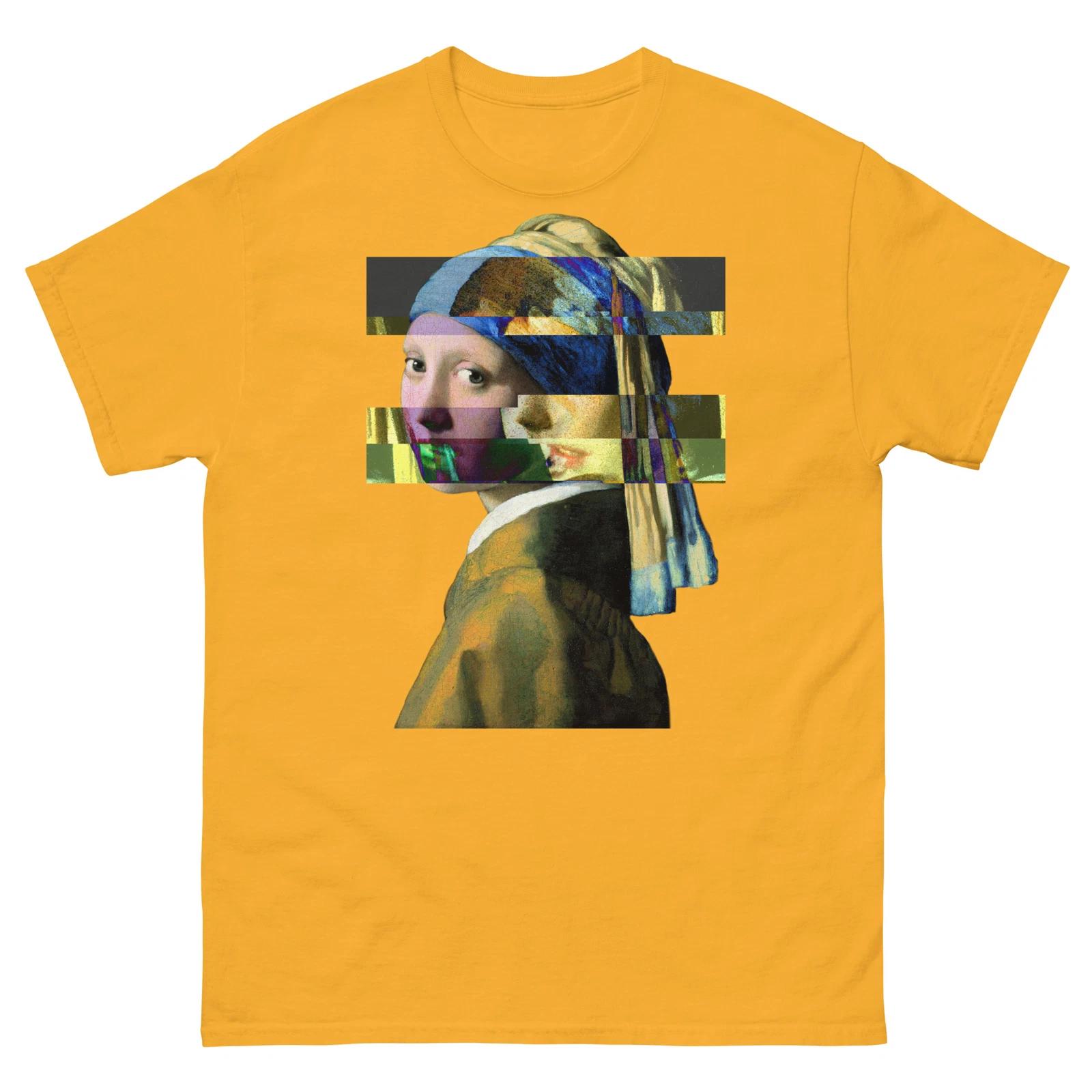 Girl with a Pearl Earring - Johannes Vermeer T Shirt Glitch Design S