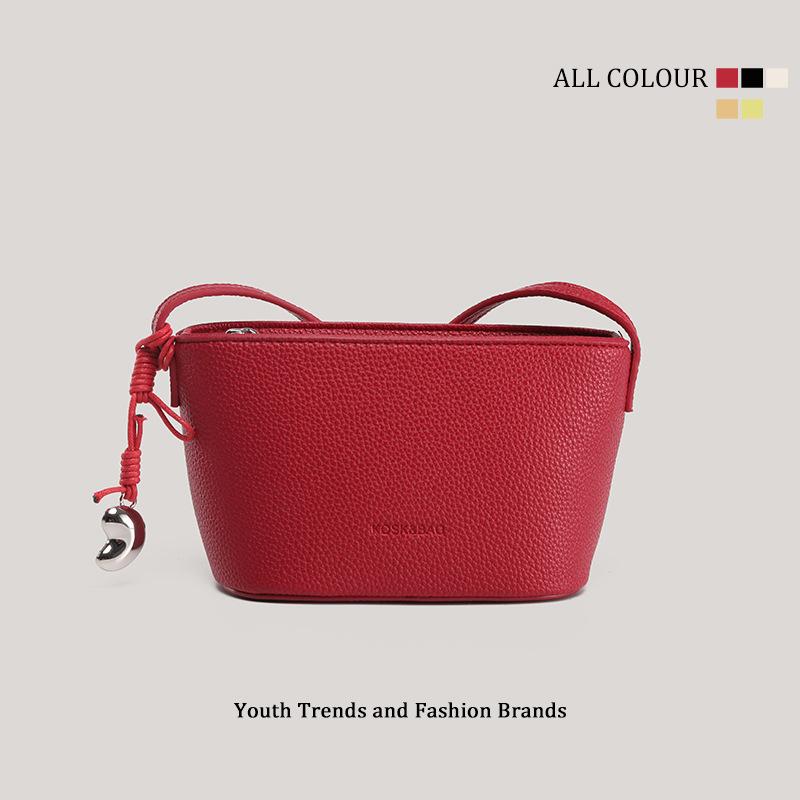 

Niche ingot bucket bag women s new trendy fashion lychee pattern shoulder bag versatile messenger bag