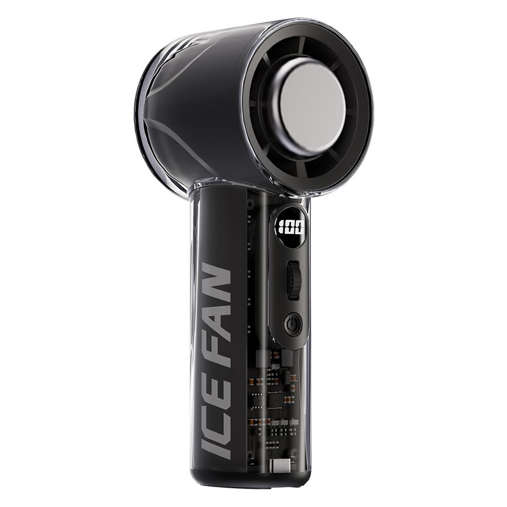 

3000mAh Handheld Turbo Fan LED Digital Display Small Desktop Cold Fan Rechargeable Battery Operated Cooling Fan for Home Office чорний