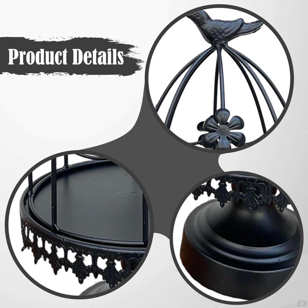 Birdcage Candle Holder Stand Iron Candlestick Tealight for Dinner Home