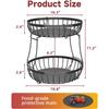 2 Tier Large Fruit Basket for Kitchen Counter with 2 Banana Hangers, Metal Stackable Fruit Bowl for Kitchen Counter for Bread