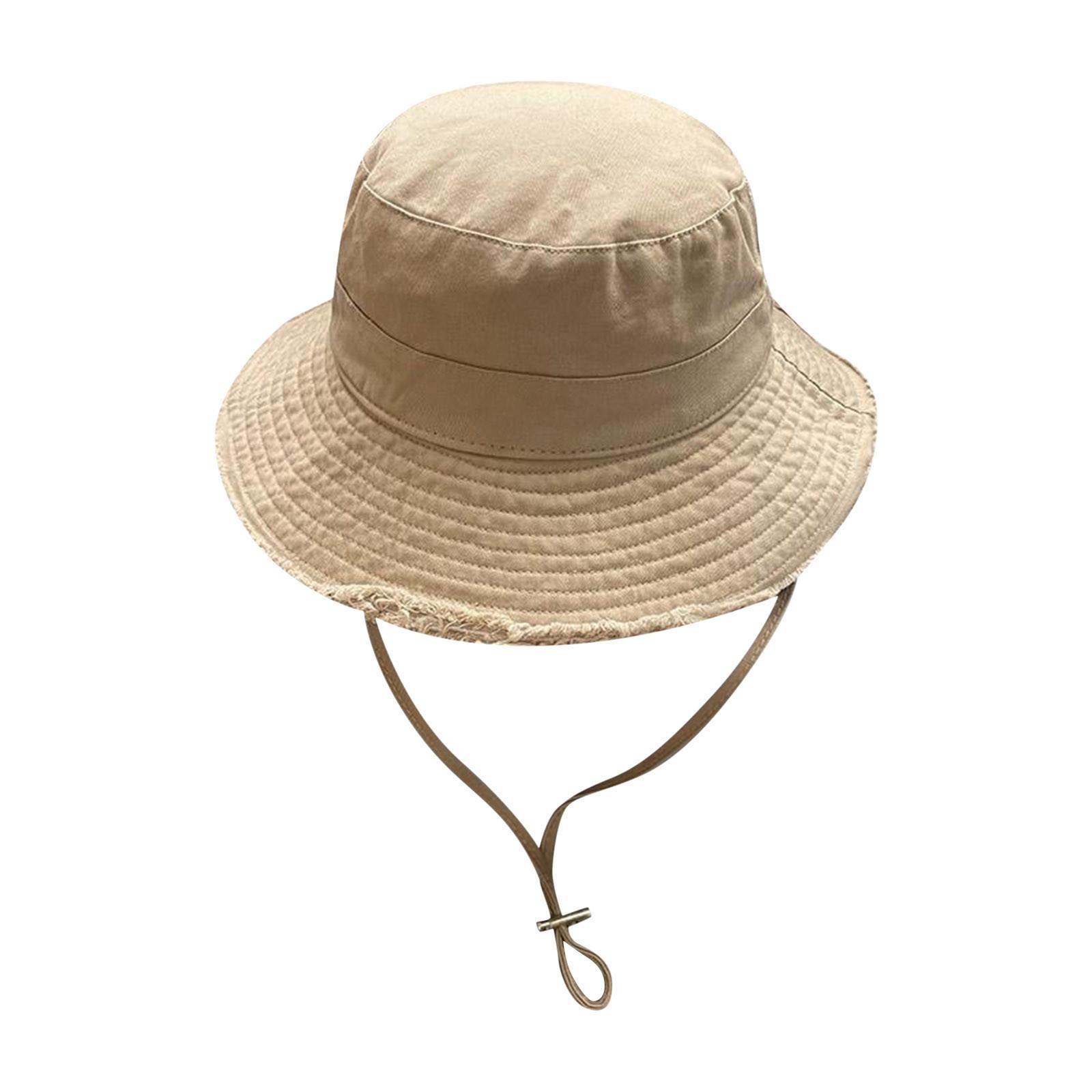 

Готовый к употреблению солнцезащитный ремешок с ветрозащитной веревкой и металлической этикеткой, ветрозащитная шляпа-ведро для улицы One Size