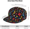 Music Notes Colorful Print Snapback Hats for Men Women, Adjustable Flat Bill Brim Hat for Men Baseball Cap
