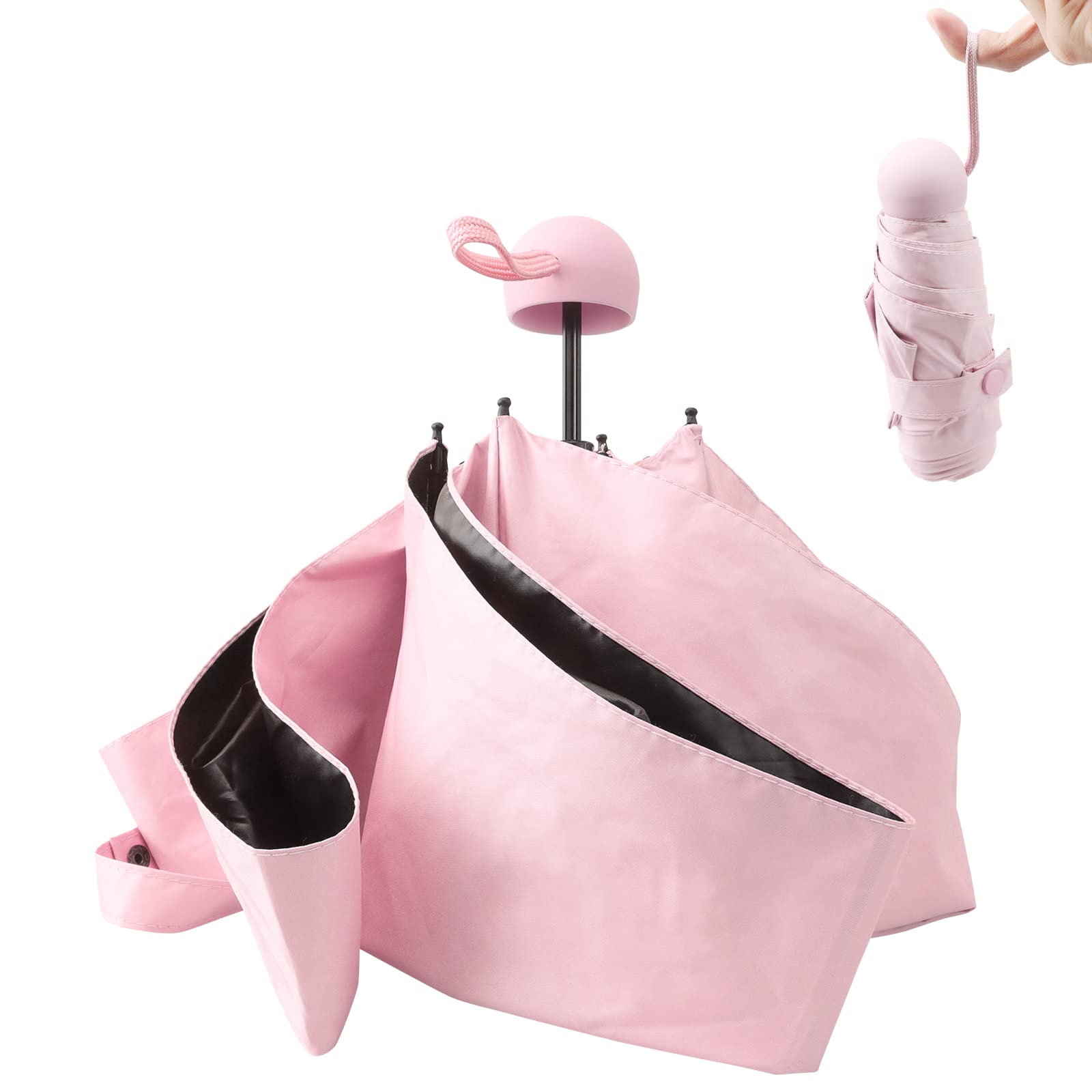 

UV Super Portable Easy to Solid Manual Sun Six Suitable for Sun and Rain 99% Protection, Water-Repellent, Umbrella, Compact, Lightweight, Carry, розовый