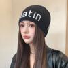 Spring and Autumn Warm Baotou Letter Versatile Wool Knitted Hat Female