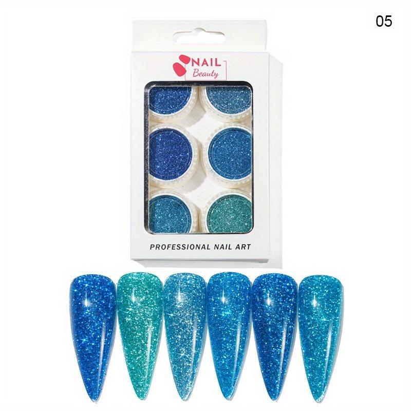 6 коробок/компл. разноцветные 3D ультратонкие блестки для ногтей — фото 14