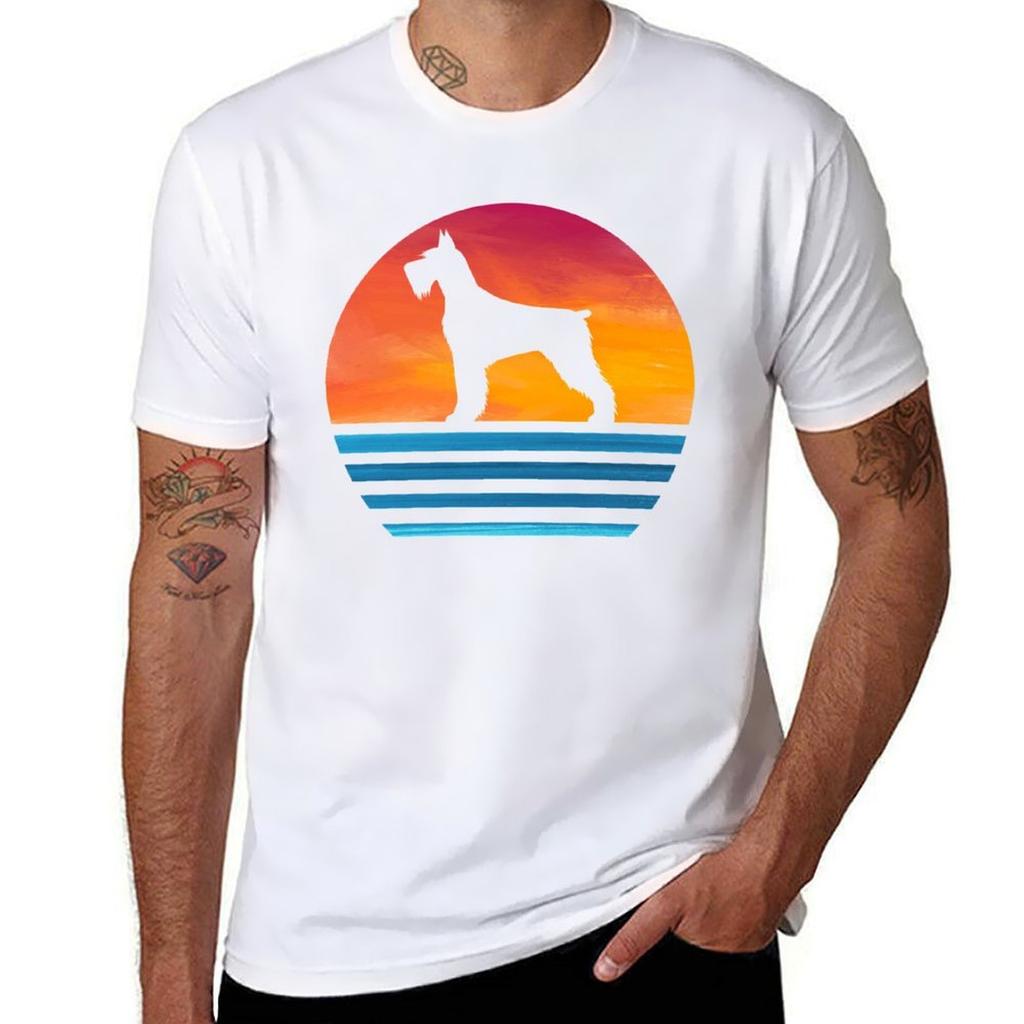Funny Giant Schnauzer Mom Dog Lover Vintage Silhouette Giant Schnauzer Owner Gifts Tshirt Fashion Casual Short Sleeve Tshirt
