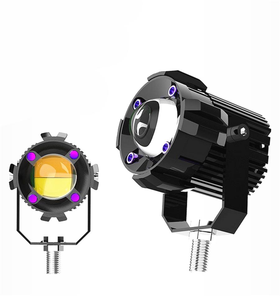 

Пара 60 Вт Алюминиевая Мотоциклетная Фара Светодиодная Желтый и Белый Точечные Противотуманные Фары Лампа для Вождения