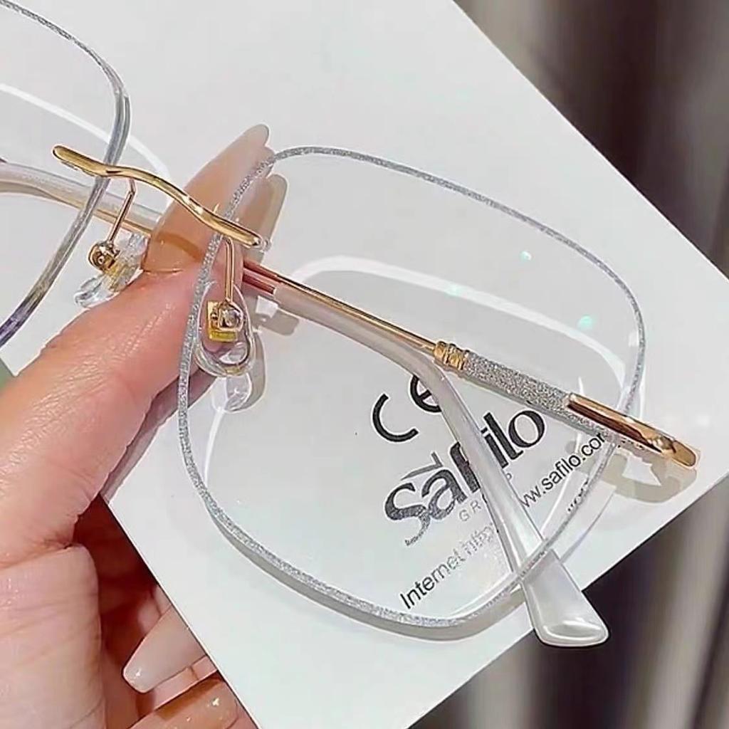 Rimless Frame Myopia Glasses New Trendy Anti Blue Light Eyeglasses Finished Women Men Computer Eyewear Diopter 0 To -6.0