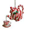 Christmas Teapot Ornament Vintage Christmas Tea Cup And Pot Hanging Decor with Pouring Tea Effect Gift for Tea Lovers
