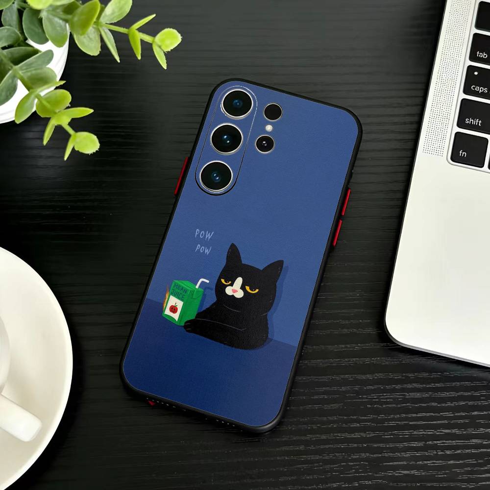 

Black Whimsical cat Phone Case For Samsung S26,S25,S24,S23,S22,S21,S20,Plus,Fe,Lite,Others Black Cover Samsung S235G