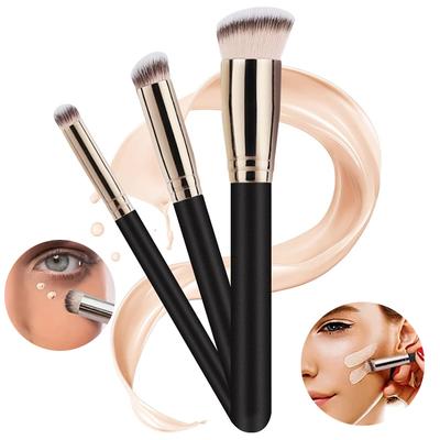 3pcs Foundation Brush and Concealer Brush Set Seamless Cover Synthetic Dark Circle Liquid Cream Brush Cosmetics Contour Brushes