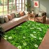 3D Green Lawn Printed Carpet Daisy-patterned Living Room Carpet Indoor Anti-slip Mat Bedroom Rug Living Room Rug Home Decoration