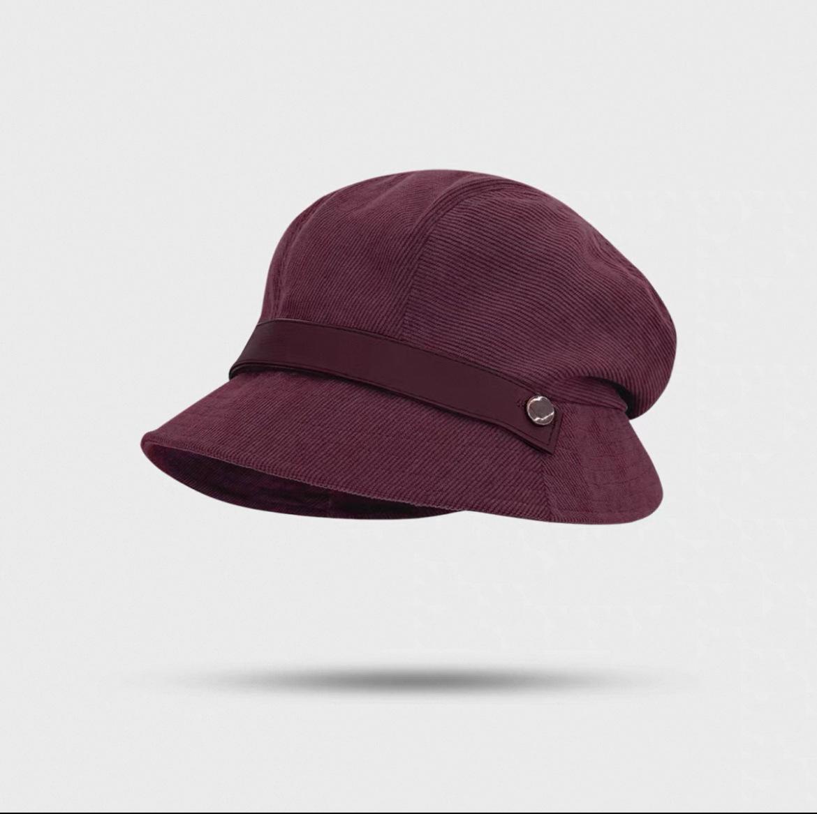 

One hat wears more corduroy bucket hat brown woman, autumn and winter big head circumference shows small face basin hat one size fits all, adjustable (54-60cm)