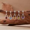 Natural Garnet Topaz Amethyst Colored Treasure Stud Earrings Women'S S925 Sterling Silver Water Drop Pendant Earrings