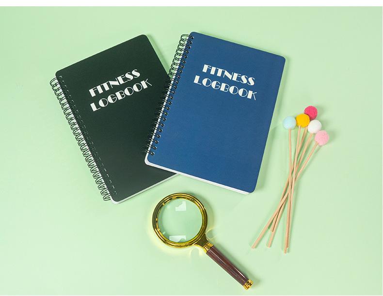 English Daily Fitness Plan & Exercise Check-in A5 Coil Notebook