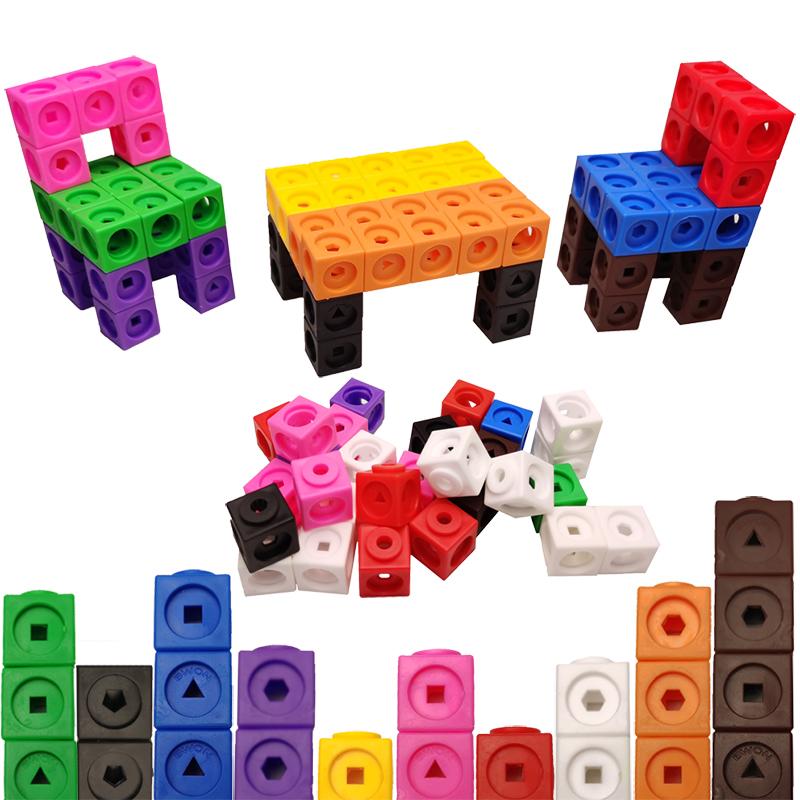 Children Math Cubes Montessori Toys Geometric Counting Link Cubes Snap Blocks Stacking Games Fine Motor Training Sensory Toys