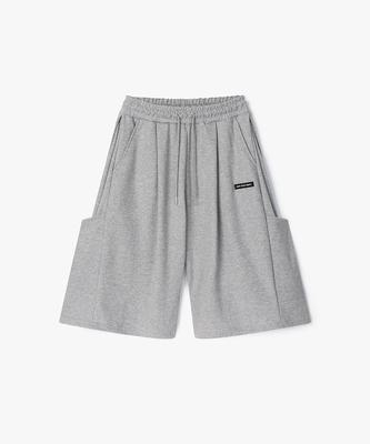 Peopeupeopeudebteu Kangaroo Pocket Bermuda Wide Sweat Shorts Gray