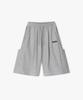 Peopeupeopeudebteu Kangaroo Pocket Bermuda Wide Sweat Shorts Gray