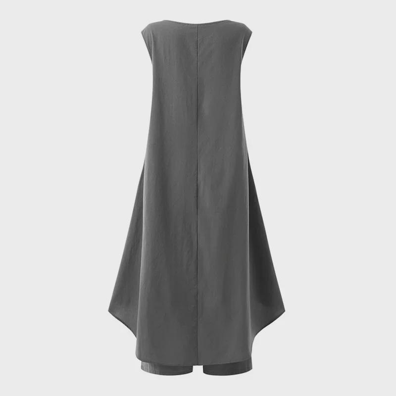 2024 Women's Asymmetrical Sleeveless Top & Loose Pants 2-Piece Set - Spring/Summer Sportswear
