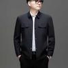 Men's Retro Business Casual Lapel Jacket - Autumn/Winter, Loose Fit, Middle-Aged Dad Style Zhongshan Coat
