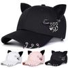 Men Gothic Cat Ear Baseball Cap Safety Pin Charm Outdoor Adjustable Sunscreen Leisure Hat Spring Autumn Travel Tourism Beach Vacation
