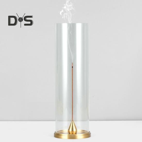 Räuchergefäß mit transparenter Abdeckung, Räucherstäbchenhalter, Aschenbecher, Tablett für Zuhause, Büro, Schreibtisch, Yoga, Meditation, Dekoration