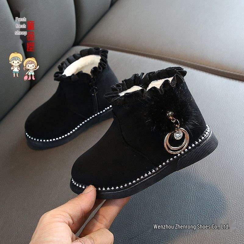 Stylish Winter Snow Boots for Girls Aged 1-6 - Plush, Thickened Martin Princess Boots
