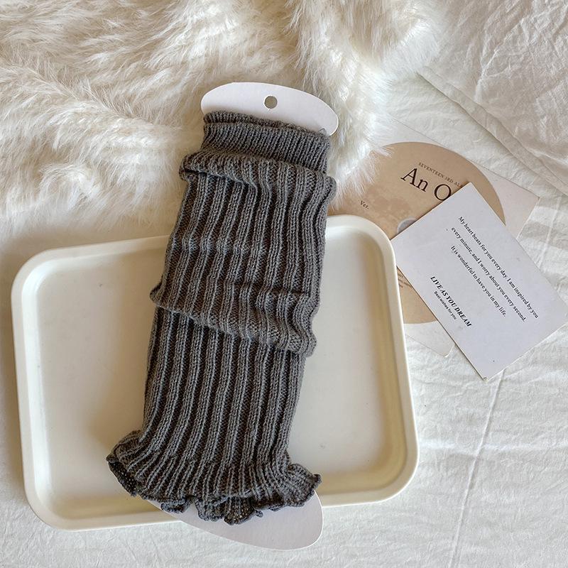 Girls' Angora Red Lace Knit Leg Warmers - Chunky Mid-Calf Socks for Spring, Autumn, and Winter