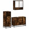 3 Piece Bathroom Furniture Set Smoked Oak Wood Based Material