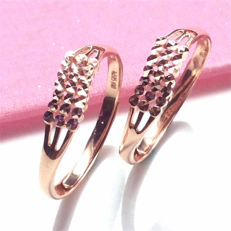 Color Gold Mori Series Car Flower Shining Ring Plated Rose Gold Pure Adjustable Ring Trend