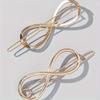 Bohemian Minimalist Alloy Hair Clips - Hollow Infinity Shape Frog Buckle Hairpins, Solid Color, Fashion Accessories for Women and Teens
