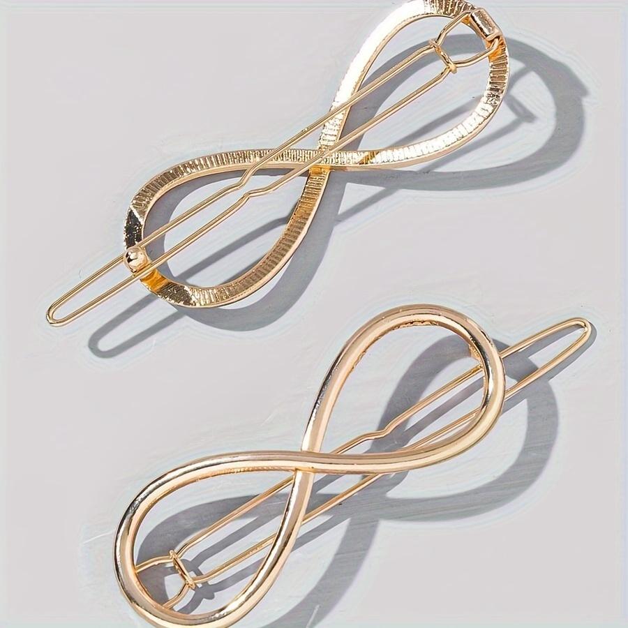 Bohemian Minimalist Alloy Hair Clips - Hollow Infinity Shape Frog Buckle Hairpins, Solid Color, Fashion Accessories for Women and Teens