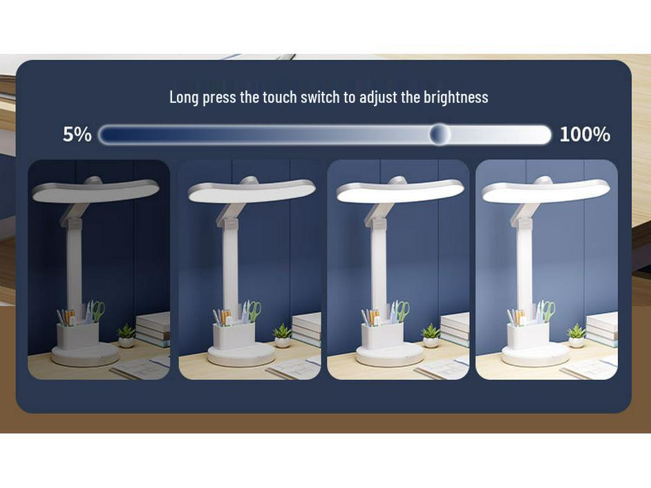 LED Folding Desk Lamp: Eye-Protective, Ambient, Rechargeable Night Light for Study, Dorm, and Bedside Reading.