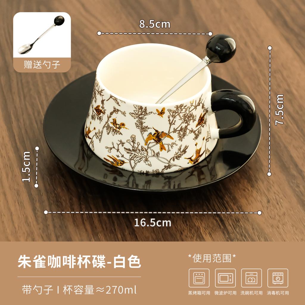 Bird Flower Ceramic Cup Saucer Set Chinese Style Porcelain Coffee Cup for Coffee Tea Afternoon Tea Vintage Home Decor Gift