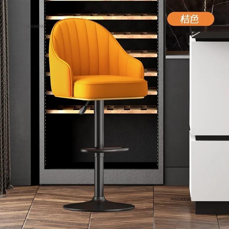 For Modern Minimalist Living Room High Bar Chairs Home Furniture Restaurant Bar Stool Hotel Swivel Backrest Armchair P L