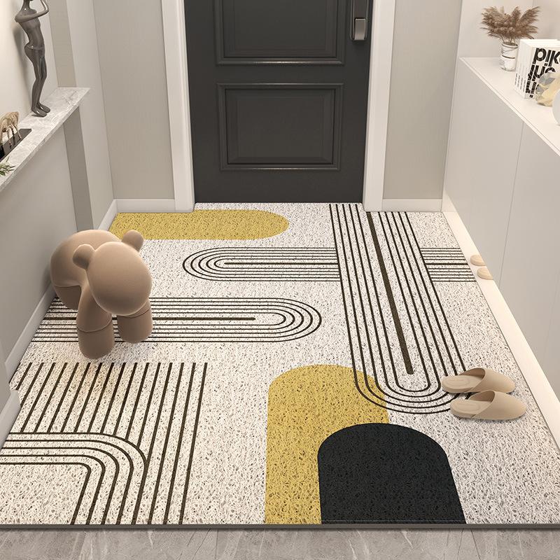 Wave Point Non-slip PVC Retro Entrance Doormat Floor Mats Silk Loop for Entryway Porch Hallway Home Decor Dust Removal Carpet