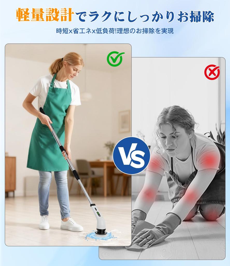 SWIMSNOW Bath Cleaning Deck Brush 9 Brush Heads for a Wide Range of Electric Cleaning Rechargeable IPX5 for Bathtub Toilet Kitchen Entryway and Car