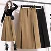 2025 Plus Size Retro Midi A-line Skirt: High Waist, Slimming, Versatile Women's Fashion for Autumn/Winter