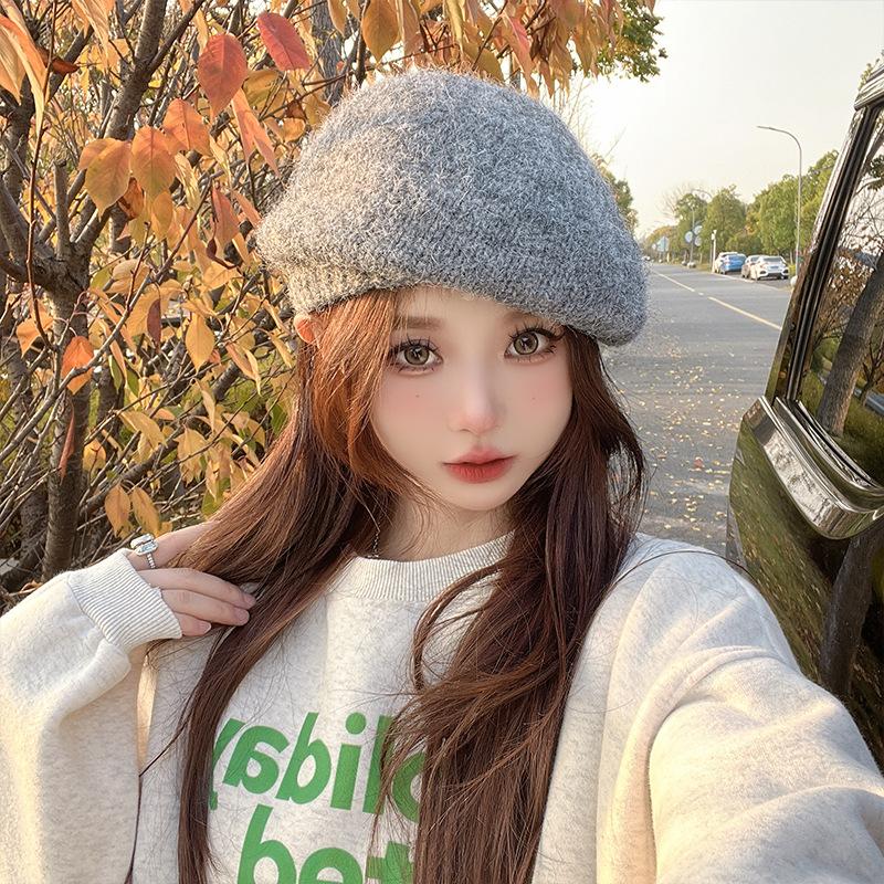 Beret autumn and winter face little girl painter hat versatile classic British retro newsboy hat